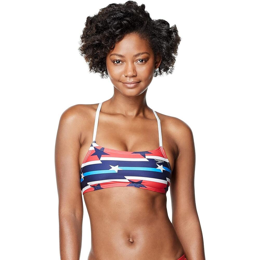 NEW Speedo Women's Swimsuit Top Bikini Strappy Back Demi LARGE